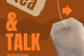 a poster depicting a teabag and text saying the details of the event