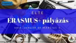 Facebook cover photo of the event called ELTE Erasmus+ Pályázás.